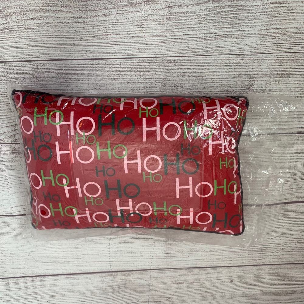 Christmas Picture Frame Throw Pillow Clear Photo Pocket Ho Ho Ho 12 1/2"x8"